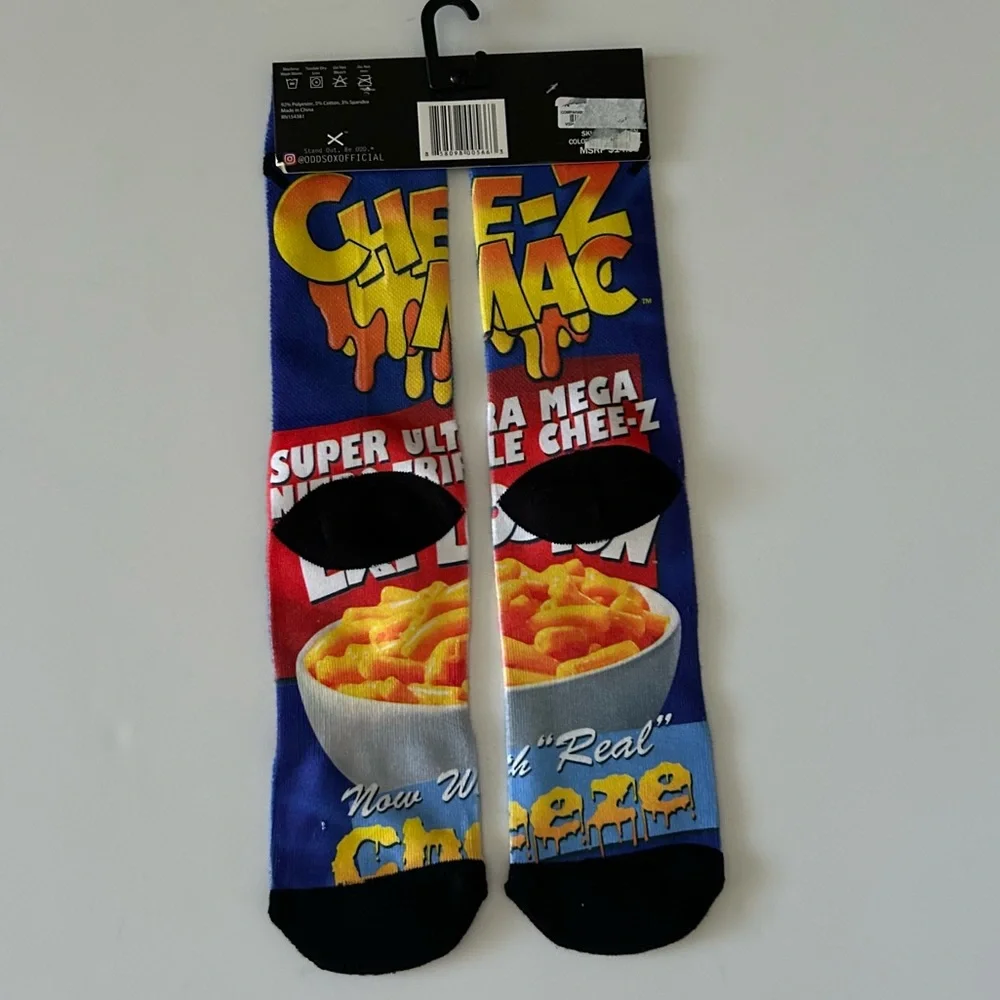 ⭐ODD SOCKS Cheez-e Mac Explosion Unisex Crew Socks Size 6-13